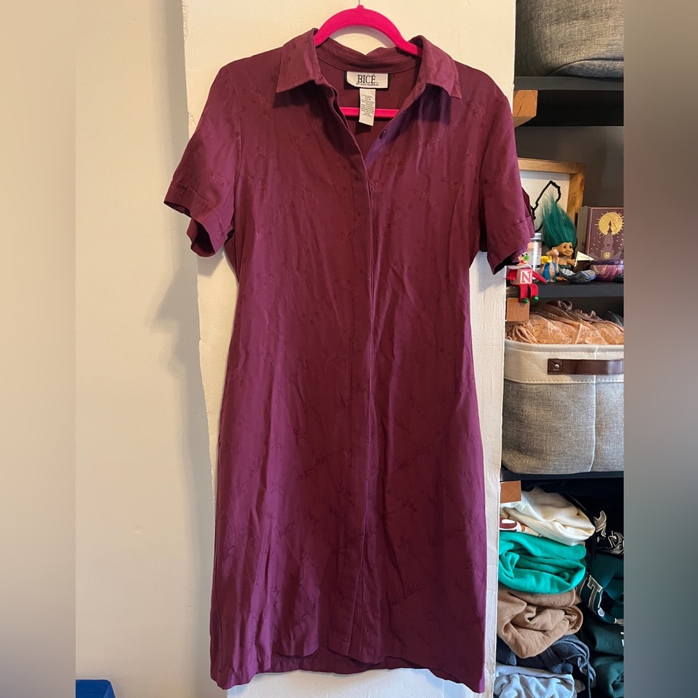 Bice by Sag Harbor Deep Burgundy Button Down Dress